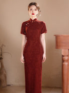 Beth and Brian Qipao-YG Floral pattern, jacquard and knitting, midi Cheongsam