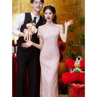 Beth and Brian Qipao-HY Floral pattern, wedding pink Cheongsam
