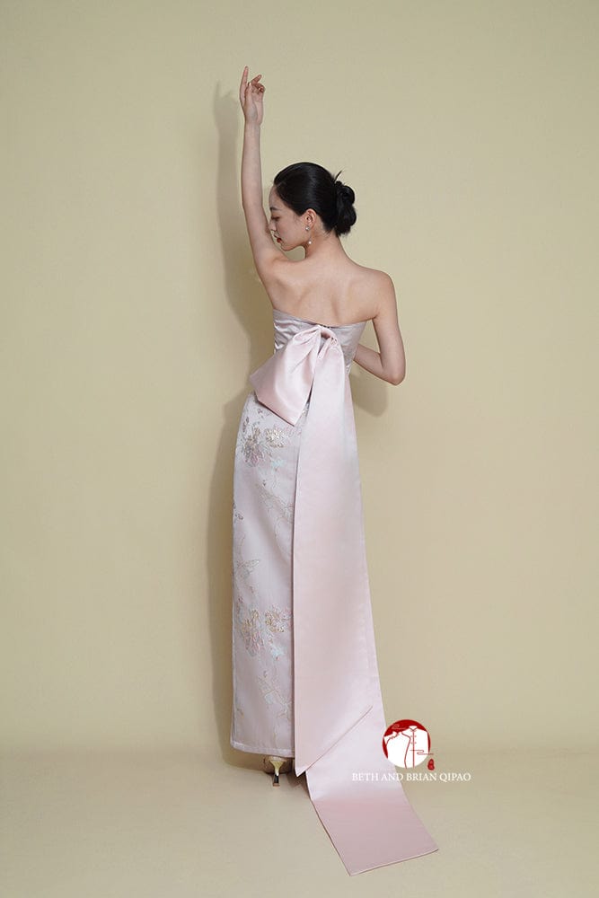Beth and Brian Qipao - Exclusive Exclusive designer collection, tube top midi Qipao