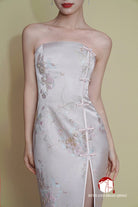 Beth and Brian Qipao - Exclusive Exclusive designer collection, tube top midi Qipao