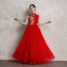 Beth and Brian Qipao - Exclusive Exclusive designer collection, Floral embroidery, A-line floor length Cheongsam