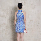 Beth and Brian Qipao-Exclusivedesigner Exclusive designer collection, blue and white porcelain, water-drop collar short Qipao