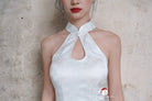 Beth and Brian Qipao-Exclusivedesigner Exclusive designer collection, water-drop collar satin long Qipao