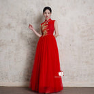 Beth and Brian Qipao - Exclusive Exclusive designer collection, Floral embroidery, A-line floor length Cheongsam