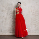 Beth and Brian Qipao - Exclusive Exclusive designer collection, Floral embroidery, A-line floor length Cheongsam