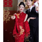 Beth and Brian Qipao-GR Maple leaf embroidery, wedding midi Qipao set