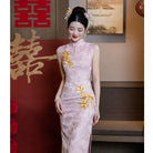 Beth and Brian Qipao-GR Maple leaf embroidery, wedding midi Qipao set