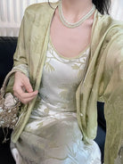 Beth and Brian Qipao-BDP Green Drop Shoulder Cheongsam Coat / Jacket