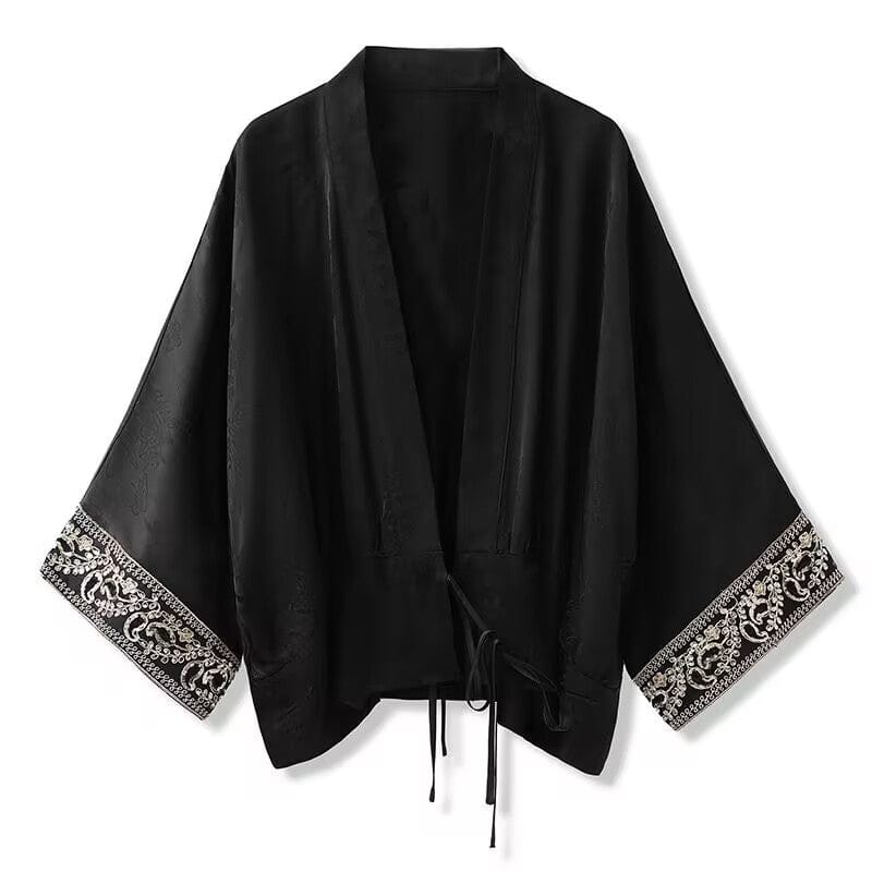 Beth and Brian Qipao-SS Loose-Fitting, black long Qipao set