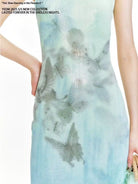 Beth and Brian Qipao-YE Butterfly pattern, New Chinese style (新中式), Halter long Cheongsam