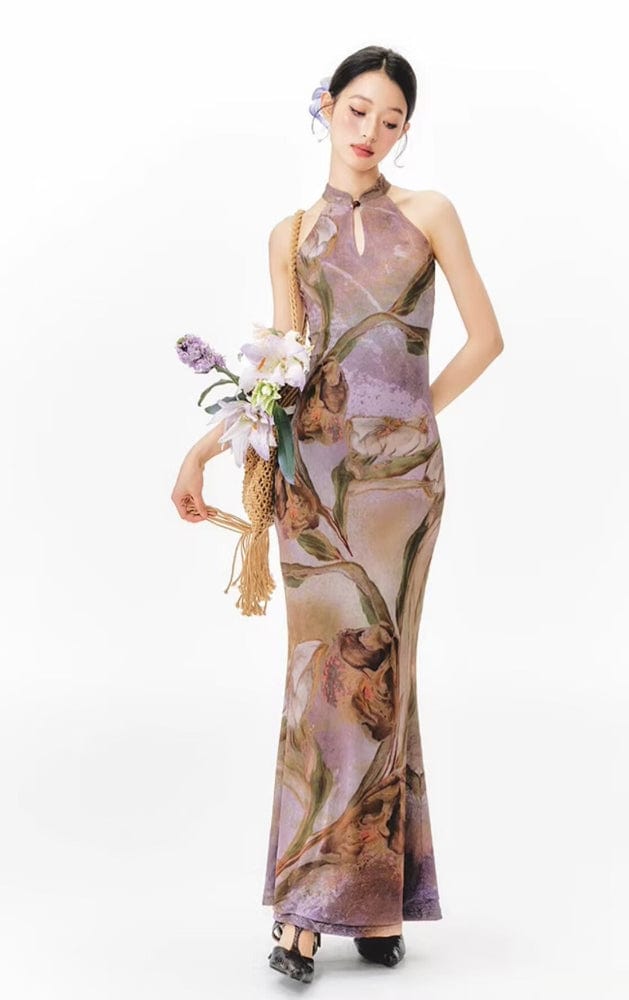 Beth and Brian Qipao-YE Sleeveless, New Chinese style(新中式), High-end, long Cheongsam