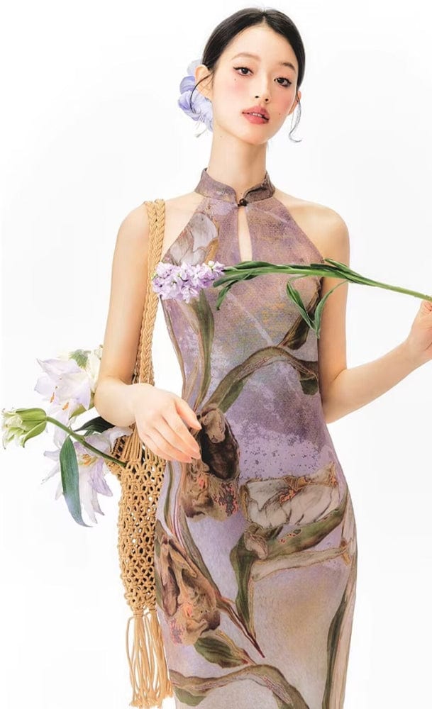 Beth and Brian Qipao-YE Sleeveless, New Chinese style(新中式), High-end, long Cheongsam