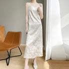 Beth and Brian Qipao-BN V-Neck Spaghetti Strap Qipao Dress, Jacquard Spaghetti Strap Qipao Dress