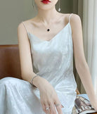 Beth and Brian Qipao-BN V-Neck Spaghetti Strap Qipao Dress, Jacquard Spaghetti Strap Qipao Dress