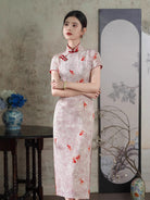 Beth and Brian Qipao-XWC Fish and floral pattern, linen midi Cheongsam
