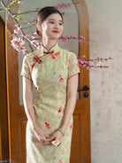 Beth and Brian Qipao-XWC Fish and floral pattern, linen midi Cheongsam