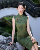 Beth and Brian Qipao-YG Floral pattern, jacquard satin midi Cheongsam