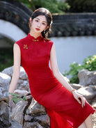 Beth and Brian Qipao-YG Floral pattern, jacquard satin midi Cheongsam