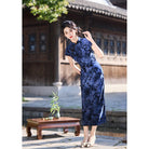 Beth and Brian Qipao-HY Chenille floral midi plus size Cheongsam with raglan sleeves