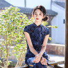 Beth and Brian Qipao-HY Chenille floral midi plus size Cheongsam with raglan sleeves