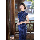 Beth and Brian Qipao-HY Chenille floral midi plus size Cheongsam with raglan sleeves