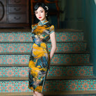 Beth and Brian Qipao-WXG High-end, 19 mome mulberry silk, thousand Miles of Mountains midi Cheongsam