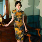 Beth and Brian Qipao-WXG High-end, 19 mome mulberry silk, thousand Miles of Mountains midi Cheongsam