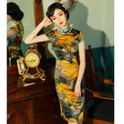 Beth and Brian Qipao-WXG High-end, 19 mome mulberry silk, thousand Miles of Mountains midi Cheongsam