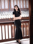 Beth and Brian Qipao-MYJ Floral pattern, mermaid long Cheongsam