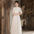 Beth and Brian Qipao - ZZZH Floral pattern, lace white mid-length&long Cheongsam