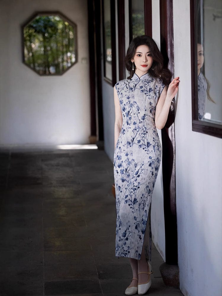Beth and Brian Qipao-XWC New Chinese style(新中式), sleeveless long Cheongsam