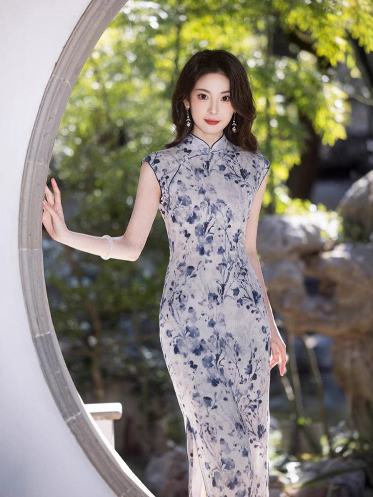 Beth and Brian Qipao-XWC New Chinese style(新中式), sleeveless long Cheongsam