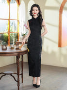 Beth and Brian Qipao-XWC New Chinese style (新中式), sleeveless black long Cheongsam