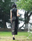 Beth and Brian Qipao-MYJ New Chinese style (新中式), bamboo pattern, sleeveless midi Cheongsam