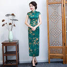 Beth and Brian Qipao-ZQYS Floral pattern, plus size, blue&green long Cheongsam
