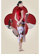 Beth and Brian Qipao-CYC Crane pattern, red long Cheongsam for mother