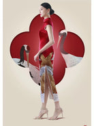 Beth and Brian Qipao-CYC Crane pattern, red long Cheongsam for mother