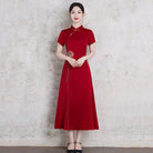 Beth and Brian Qipao-ZQYS Plus size, red&blue midi Ao dai
