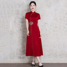 Beth and Brian Qipao-ZQYS Plus size, red&blue midi Ao dai