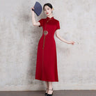 Beth and Brian Qipao-ZQYS Plus size, red&blue midi Ao dai