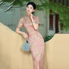 Beth and Brian Qipao-ZQYS Old Shanghai style, plus size, floral long Cheongsam