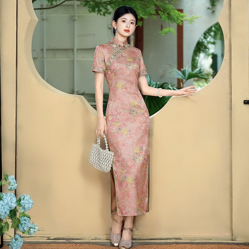 Beth and Brian Qipao-ZQYS Old Shanghai style, plus size, floral long Cheongsam