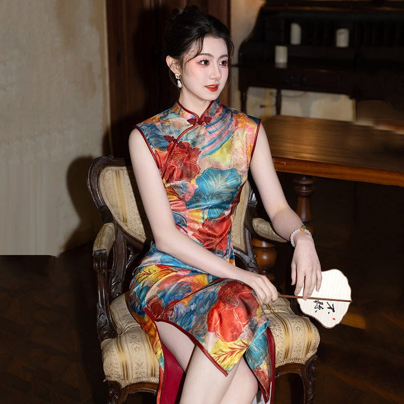 Beth and Brian Qipao-ZQYS New Chinese style (新中式), floral pattern midi Cheongsam