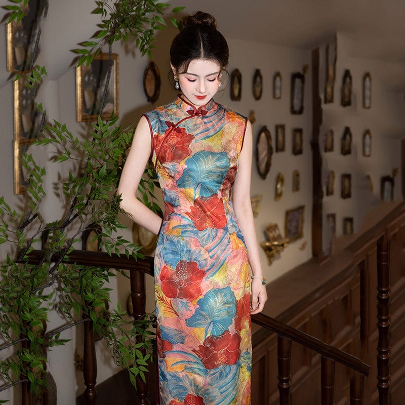 Beth and Brian Qipao-ZQYS New Chinese style (新中式), floral pattern midi Cheongsam