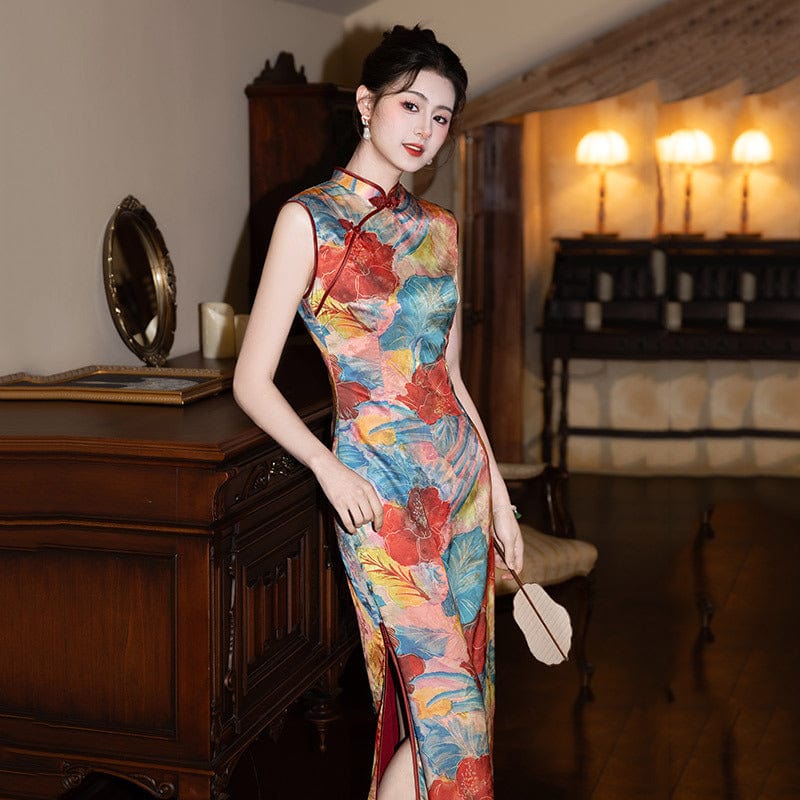 Beth and Brian Qipao-ZQYS New Chinese style (新中式), floral pattern midi Cheongsam