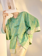 Beth and Brian Qipao-SS Loose-Fitting, green Qipao Top with flared sleeves