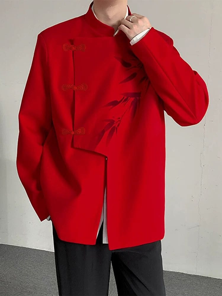 Beth and Brian Qipao-THEOCHN Bamboo pattern, Men's Chinese Tang Suit Jacket, Chinese style Tang suit Jacket