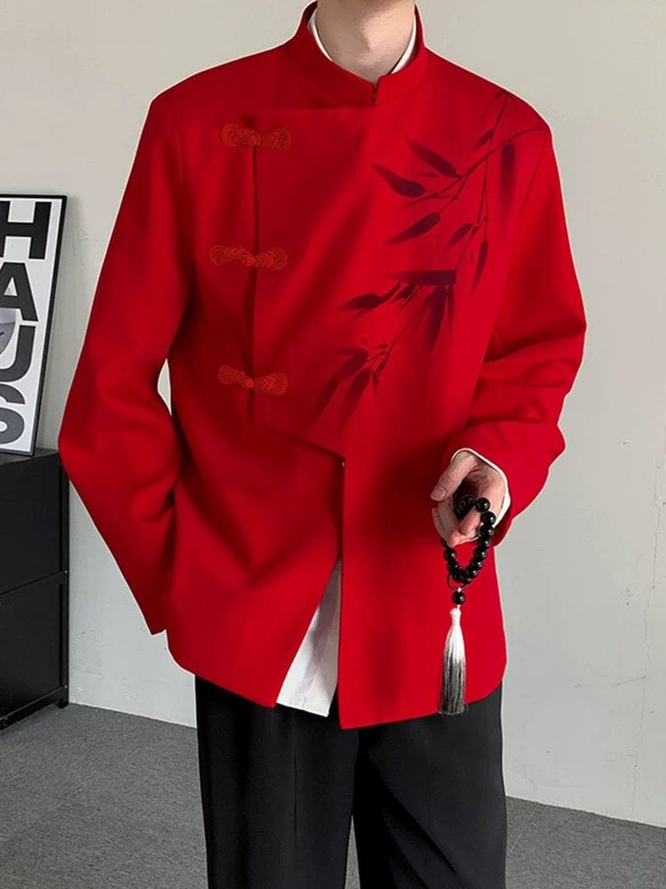 Beth and Brian Qipao-THEOCHN Bamboo pattern, Men's Chinese Tang Suit Jacket, Chinese style Tang suit Jacket