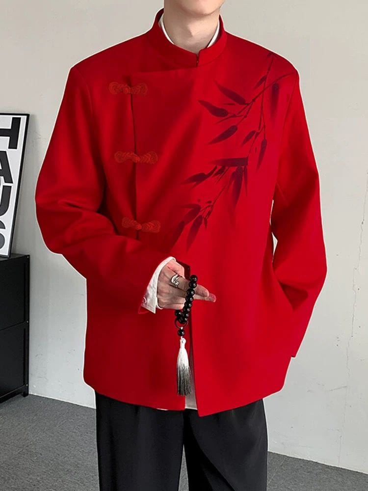 Beth and Brian Qipao-THEOCHN Bamboo pattern, Men's Chinese Tang Suit Jacket, Chinese style Tang suit Jacket