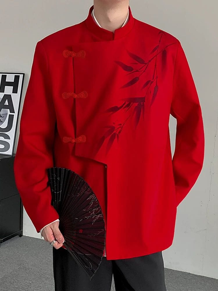 Beth and Brian Qipao-THEOCHN Bamboo pattern, Men's Chinese Tang Suit Jacket, Chinese style Tang suit Jacket